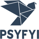 PSYFYI logo with origami bird in dark blue